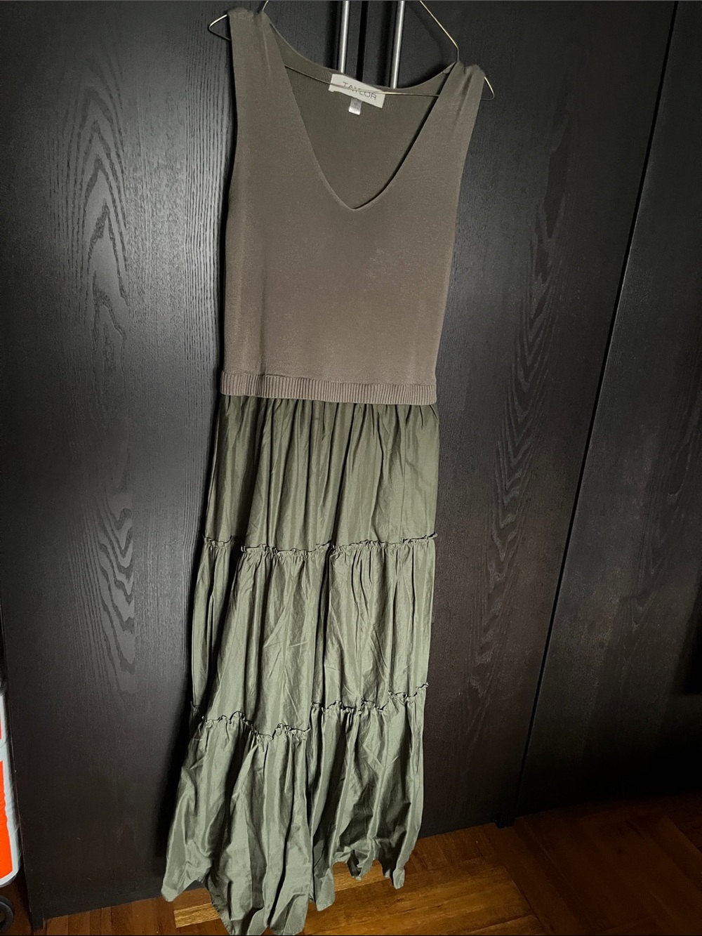 Taylor Two-Tone Olive Maxi Dress